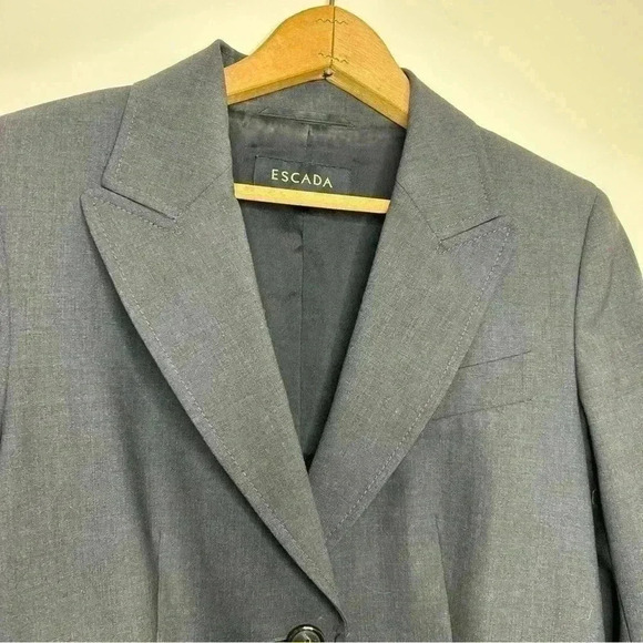 S/M  Gray ESCADA 75% Virgin Wool Business Casual Adademia Fitted Blazer - Picture 5 of 17